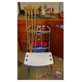 Shower Chair, Walker & Crutches.