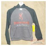 New Browning Grey Hoodie, Youth M.