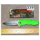 New Z-Hunter Folding Knife w/ Green Handles.