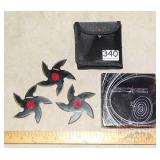 Perfect Point 3 Piece Throwing Star Set w/ Sheath.