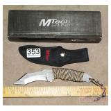 M-Tech Curve Blade Knife w/ Cord Wrapped Handle.