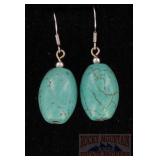 Turquoise & Sterling Drop Earrings.