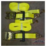 2 New 2'X27' Ratcheting Tie Downs w/ J Hooks.