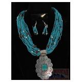 24' Multi Strand Beaded Necklace w/ 3' Pendant.