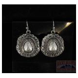 German Silver Concho Style Dangle Earrings.