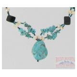 21" Turquoise Freshwater Pearl & Bead Necklace