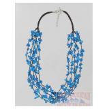 18" Multi Strand Bright Blue Turquoise Necklace.