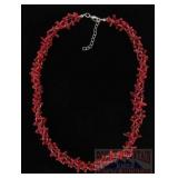 20" Triple Strand Branch Coral & Bead Necklace.