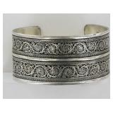 German Silver Filigree Cuff Bracelet.