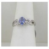 Sterling Silver, Tanzanite & White Topaz Ring, 8.