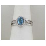 Sterling Silver, Blue & White Topaz  Dress Ring.