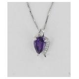 Sterling, Amethyst & White Topaz Pendant/Necklace.