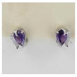 Sterling, Amethyst & White Topaz Earrings.