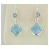 Sterling, Larimar & Blue Topaz Earrings.