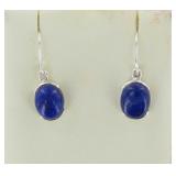 Modern Style Blue Lapis & Sterling Drop Earrings.