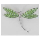 Swarovski Style Green Dragonfly Brooch.