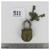 Heavy Cast Brass Garden Gate Padlock.