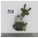 Super Cool Large Fish Garden Gate Padlock.