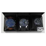 3 New Geneva Men's Quartz Watches.
