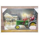 LED John Deere Santa & Tractor Print on Canvas.