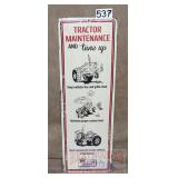 IH Tractor Maintenance Embossed Tin Sign.