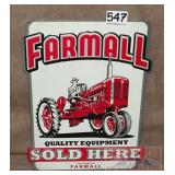 'Farmall Sold Here' Embossed Tin Sign. 13X10.