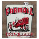 "Farmall Sold Here" Embossed Tin Sign. 13X10.