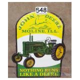 'Nothing Runs Like a Deere' Embossed Tin Sign.