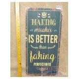 'Making Mistakes is Better' Wood Sign. 24X12.