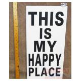 'Happy Place' Wood Sign. 24X12.