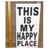 "Happy Place" Wood Sign. 24X12.