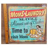 'Mom's Laundry' Wood Sign. 16X16.