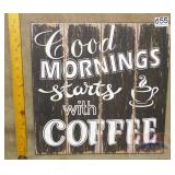 'Good Mornings' Wood Sign. 16X16
