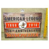 Winchester 150th Anniversary Tin Sign. 12X17.