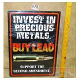 'Buy Lead' Tin Sign. 17X12.