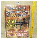 '250 Yards' Tin Sign. 17X12.