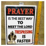 'Prayer' Tin Sign. 17X12.