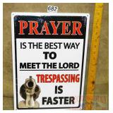 "Prayer" Tin Sign. 17X12.