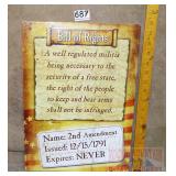 "Bill of Rights" Tin Sign. 17X12.