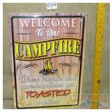 "Welcome to Our Campfire" Tin Sign. 17X12.