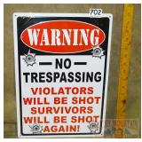 'Survivor's Will Be Shot' Tin Sign. 17X12.
