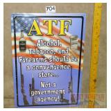 'ATF' Tin Sign. 17X12.