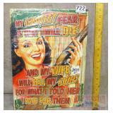 'Sell My Guns' Embossed Tin Sign. 17X12.