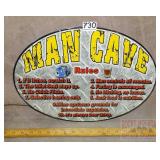 "Man Cave Rules" Tin Sign. 12X17.