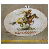 Winchester Horse & Rider Tin Sign. 12X17.