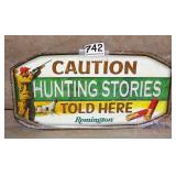 Remington Hunting Stories Embossed Tin Sign. 7X13