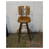 Mid Century Swivel Bar Stool w/ Slat Back.