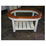 Country Style White Coffee Table w/ Glass Insert.