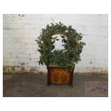 Silk Topiary in Painted Planter.