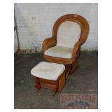 Nice Wicker Glider Rocker w/ Footstool.